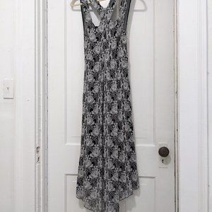 Free People black white lace asymmetric front slit strappy low back midi dress